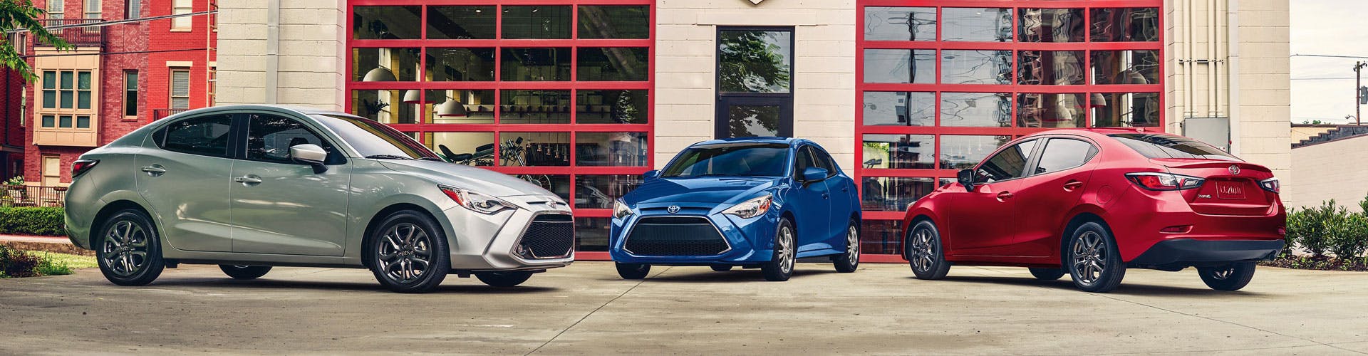 blue red and silver Yaris