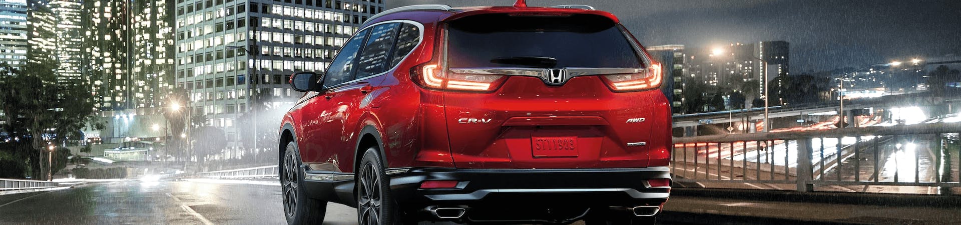 red honda cr-v - rear view - background/footer image