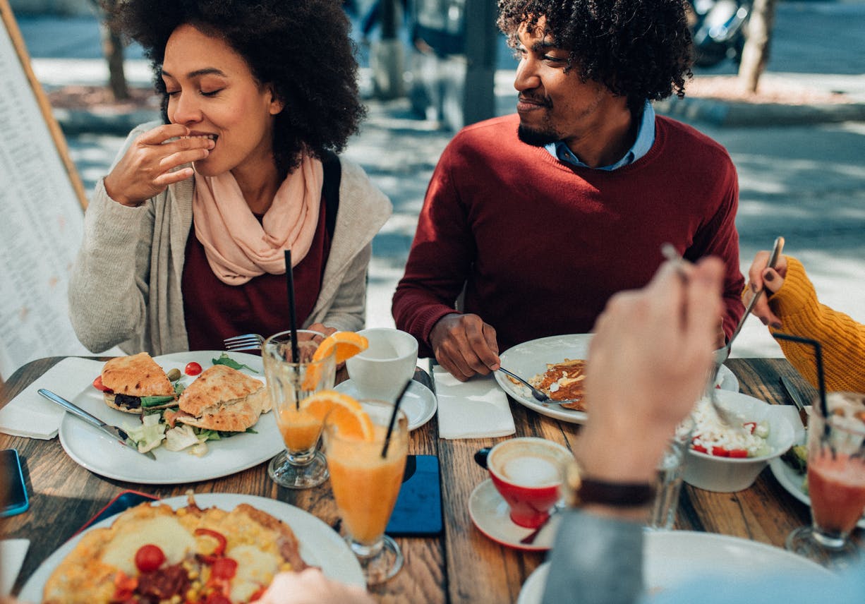 Enjoying brunch outdoors