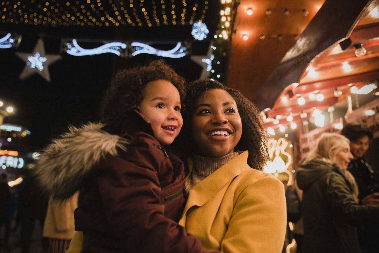 Mother and Daughter at Christmas Markets