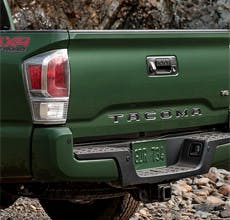 embossed tailgate with grade-specific taillights