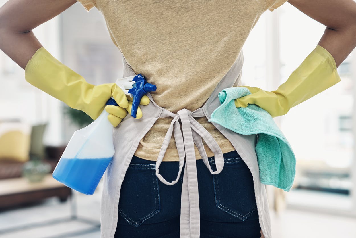 woman ready to clean home