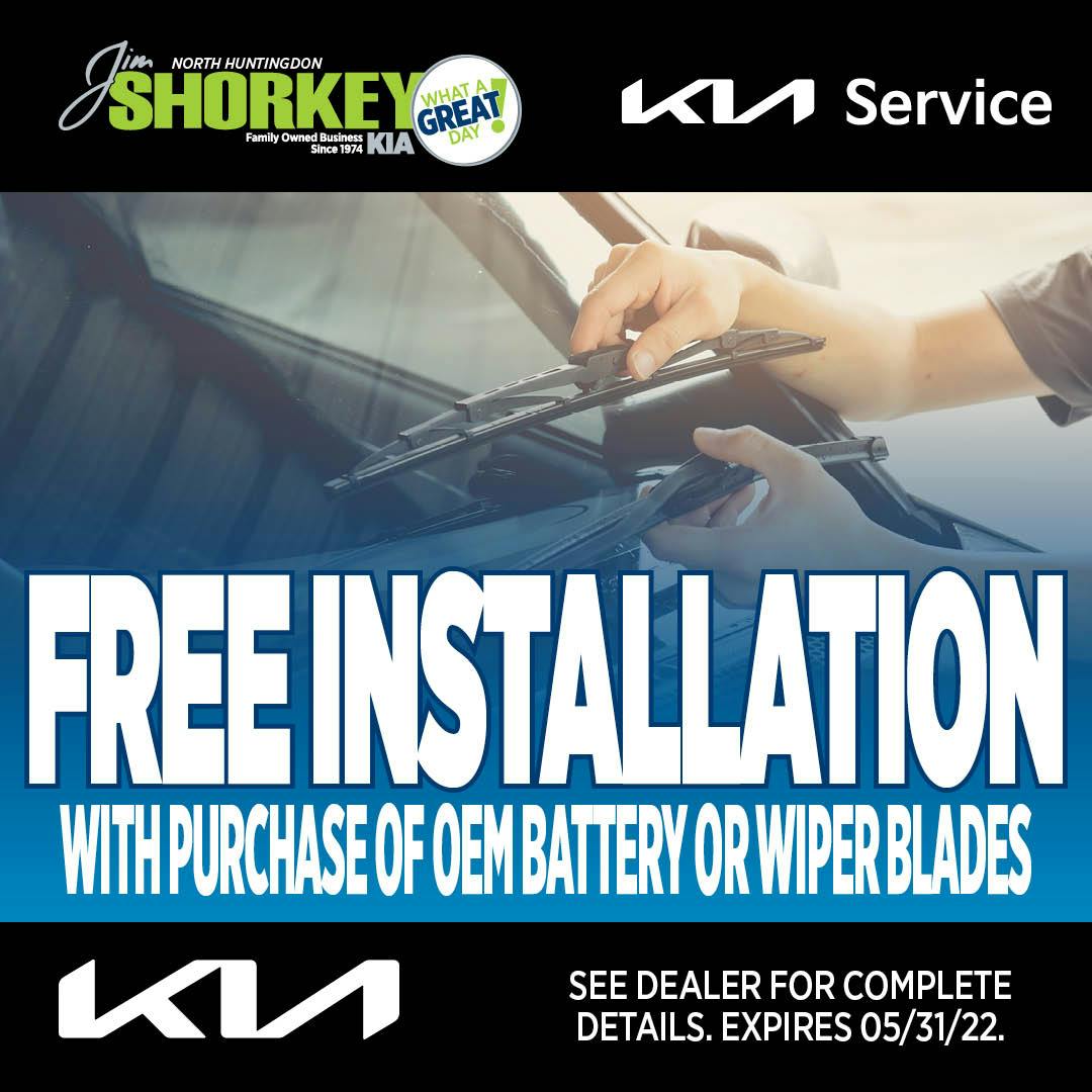 Free Installation With Purchase Of OEM Battery or Wiper Blades | Jim Shorkey Kia North Huntingdon
