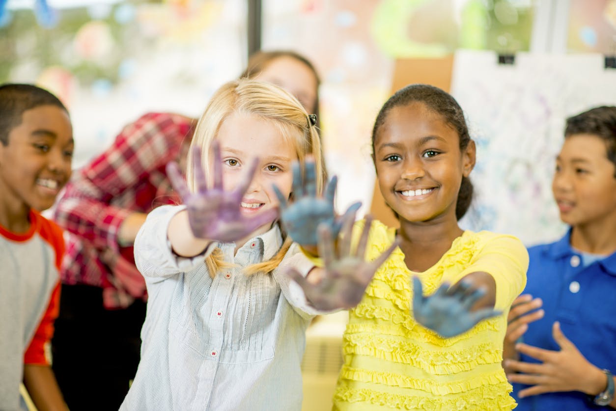 Children doing Hand Painting