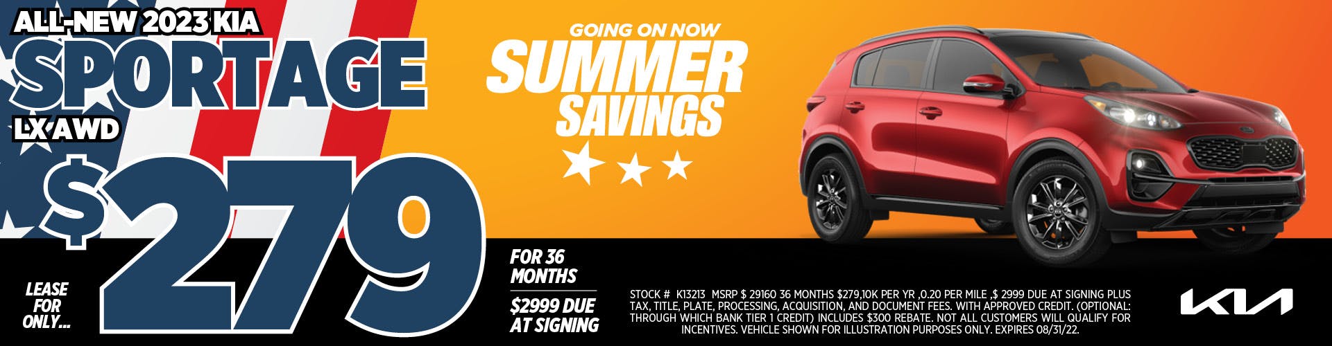 $279/Month Lease – All-New 2023 Kia Sportage LX AWD