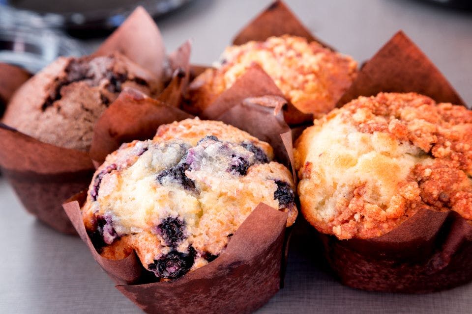 blueberry muffins and other freshly baked muffins