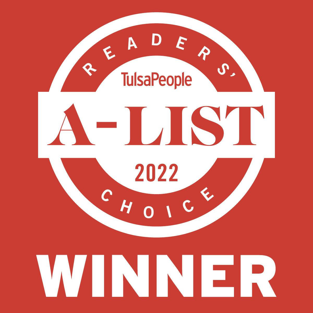 TulsaPeople Readers' Choice A-List Winner 2022