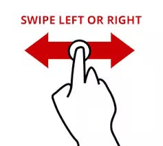 hand swiping left or right with arrows