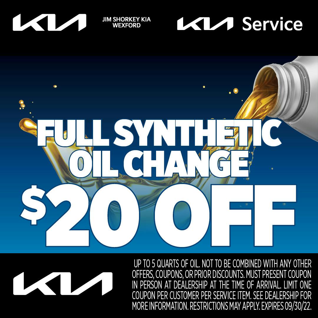 $20 OFF Full Synthetic Oil Change | Jim Shorkey Kia Wexford