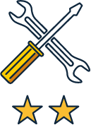wrench & screwdriver with 2 stars