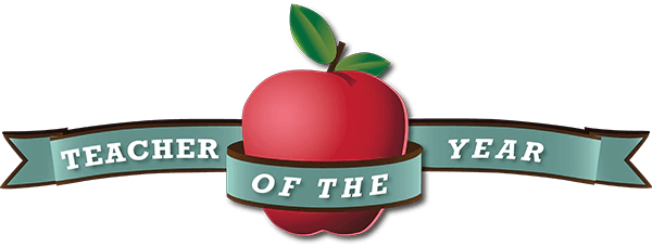 teacher of the year red apple ribbon