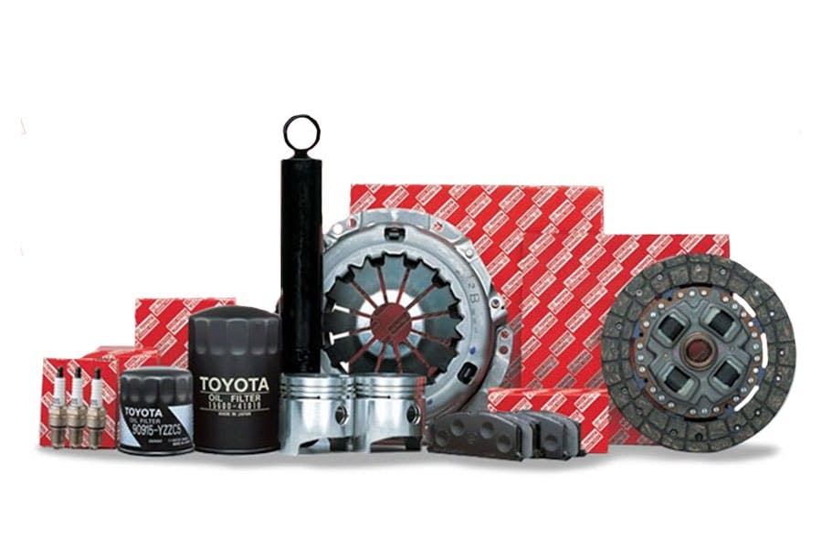 various Toyota parts stacked together