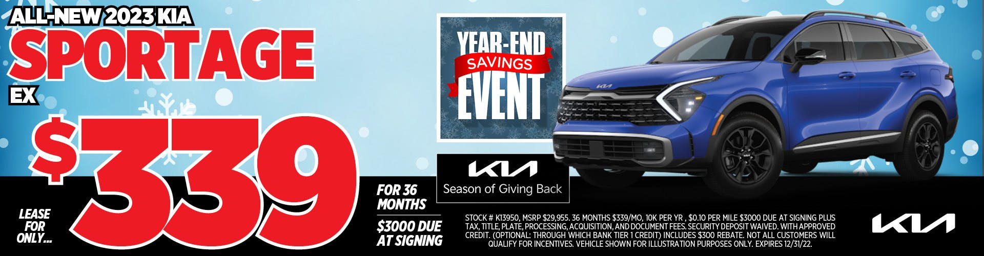 $339/Month Lease – Kia Sportage EX