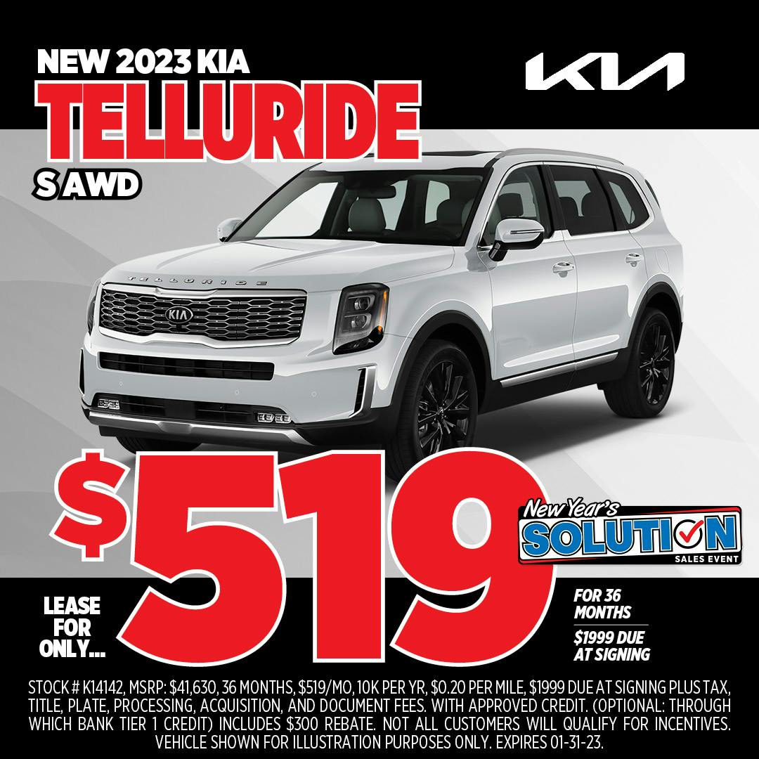 $519/Month Lease – 2023 Kia Telluride S AWD | Jim Shorkey Kia Wexford
