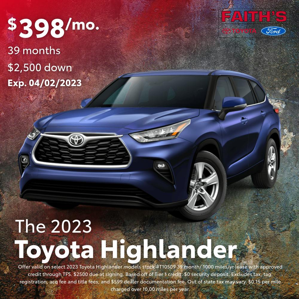 2023 Toyota Highlander LE 2WD Lease Offer | Faiths Auto Group