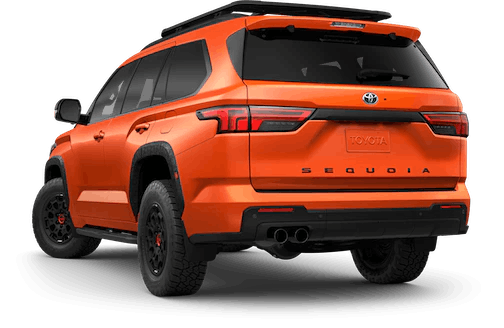 rear view of orange 2023 toyota sequioa rear view of orange 2023 toyota sequioa