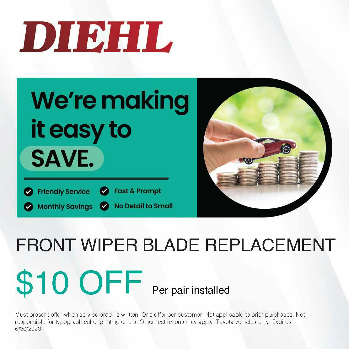 Wiper Blade Replacement Special | Diehl Toyota of Hermitage