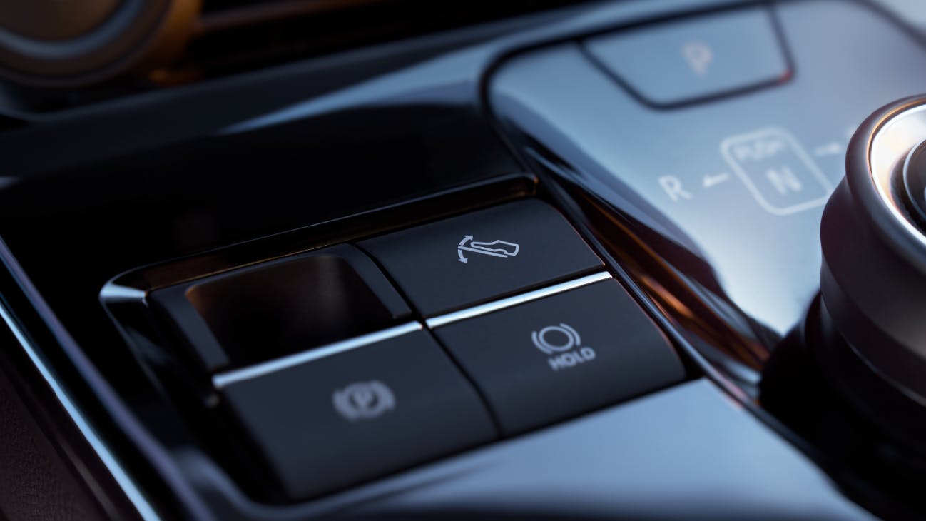 brake push buttons in interior of Toyota bZ4X