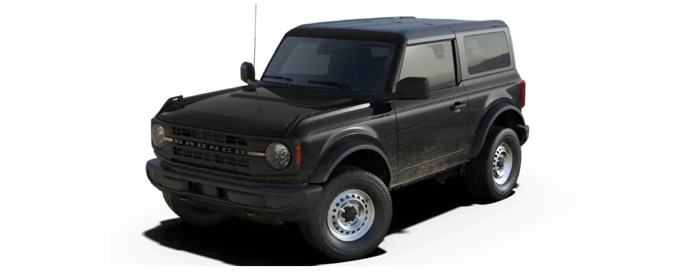 A black 2023 Ford Bronco is shown angled left.