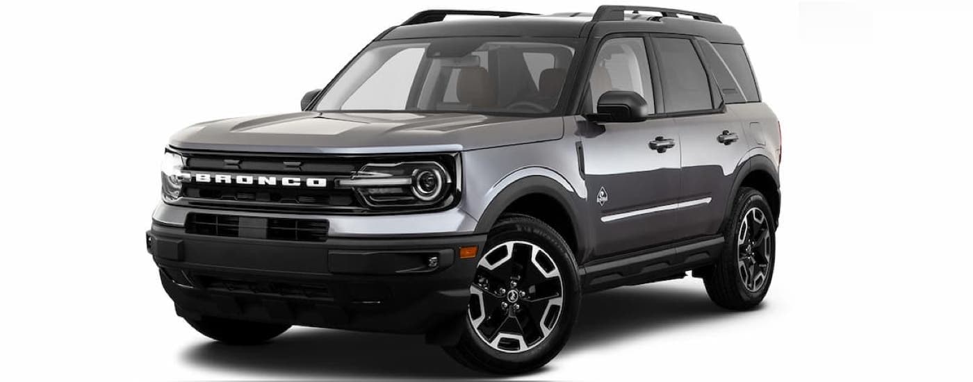 A grey 2023 Ford Bronco Sport Outer Banks is shown angled left.