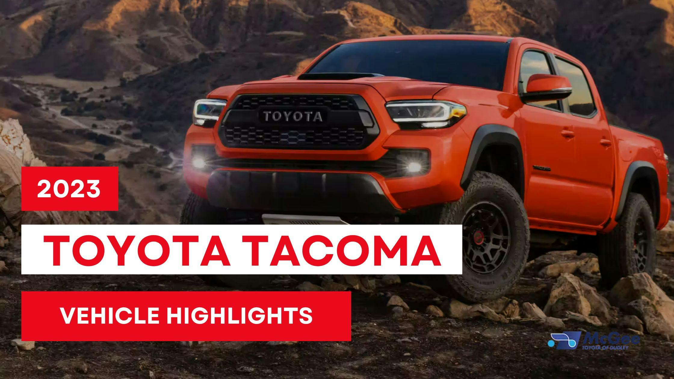 2023 Toyota Tacoma parked on rocks in front of a mountain