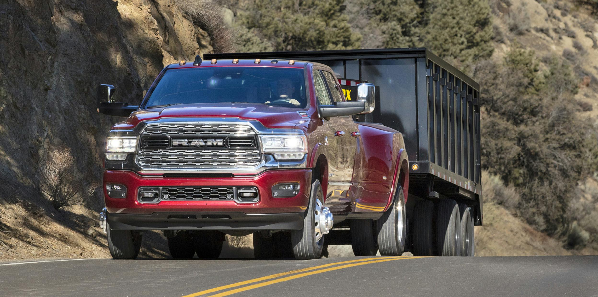 Ram 3500 pulling a trailer