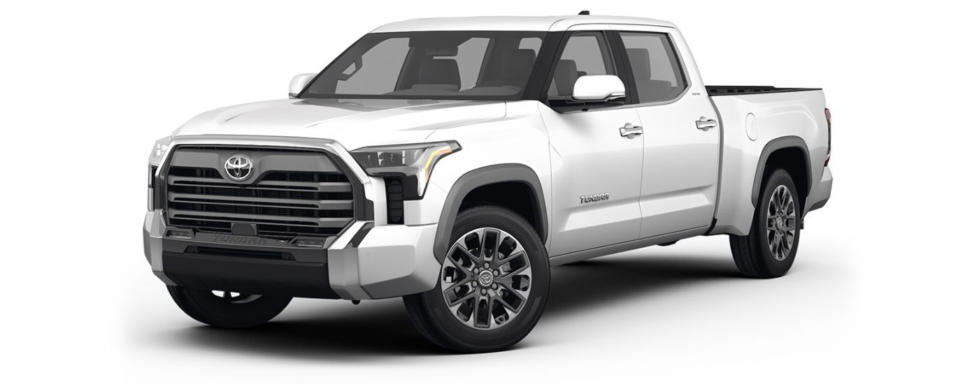 A white 2023 Toyota Tundra Limited is angled left.