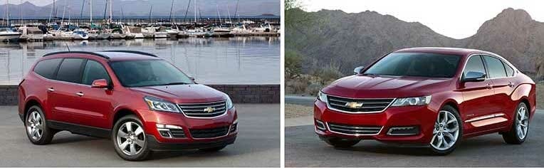 Chevy Impala and a Chevy Traverse