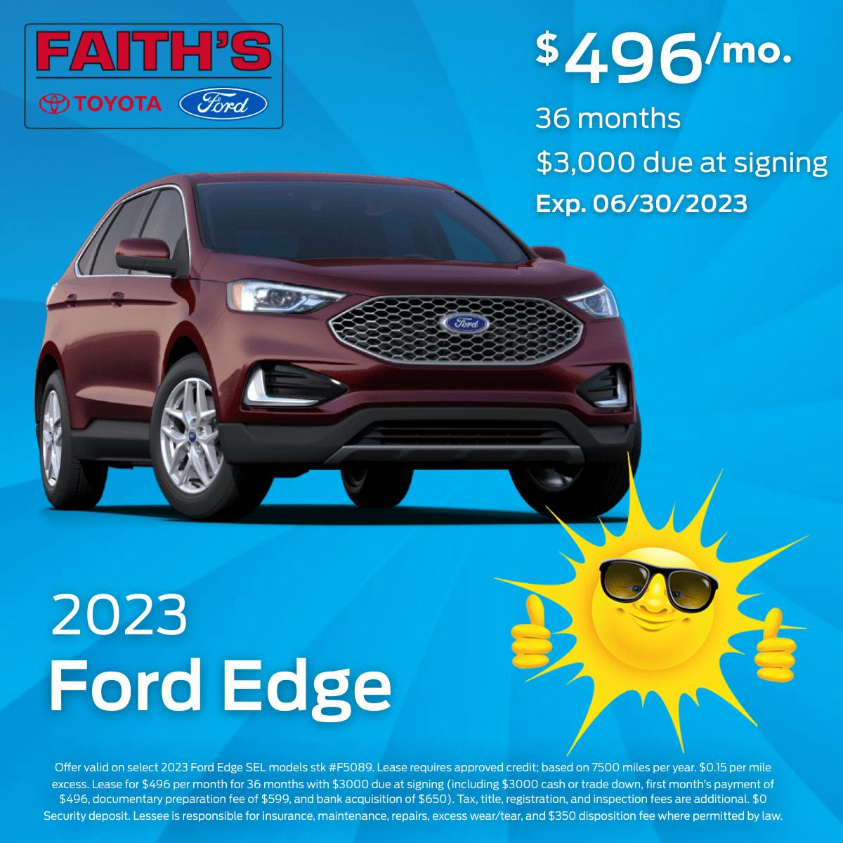 2023 Ford Edge SEL Lease Offer | Faiths Ford