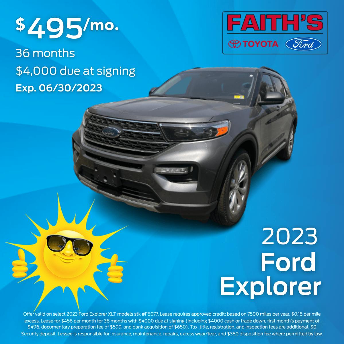 2023 Ford Explorer XLT Lease Offer | Faiths Ford