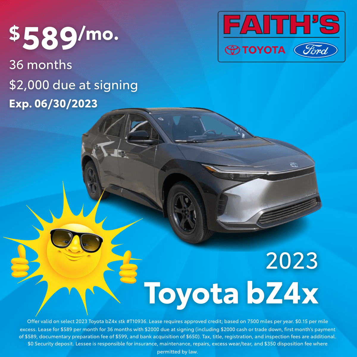 2023 Toyota bZ4X Lease Offer | Faiths Toyota