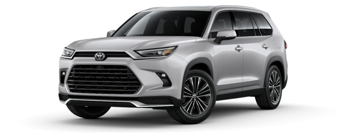 A silver The 2024 Toyota Grand Highlander is angled left.