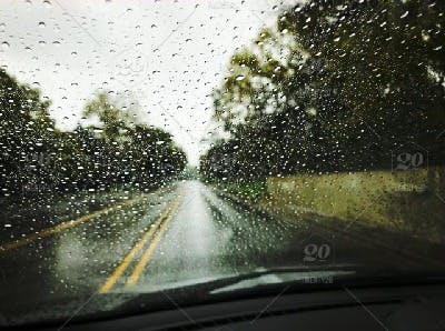 rain on windshield