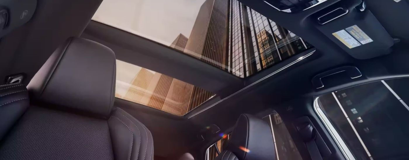 The panoramic moonroof is shown in a 2023 Toyota Venza.