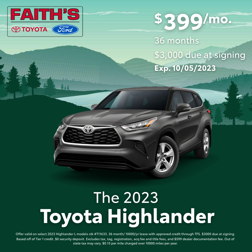 2023 Toyota Highlander Lease Offer | Faiths Auto Group