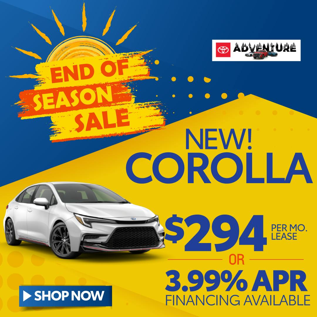 Corolla homepage slider: End of Season Sale