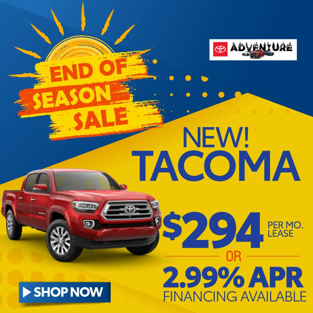 Tacoma homepage slider: End of Season Sale