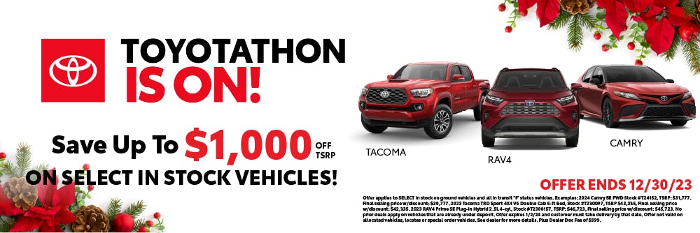 Toyotathon Is On! $1,000 Off Deals