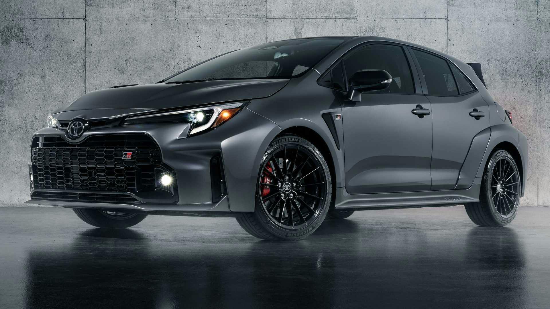 2023-toyota-gr-corolla-circuit-edition-exterior GR Corolla in a garage