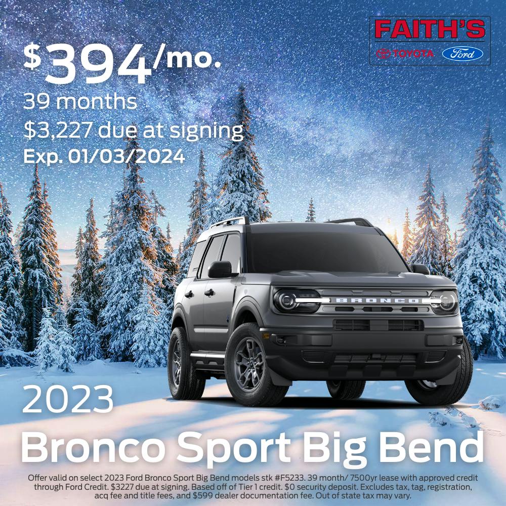 2023 Bronco Sport Bigbend Lease Offer | Faiths Ford