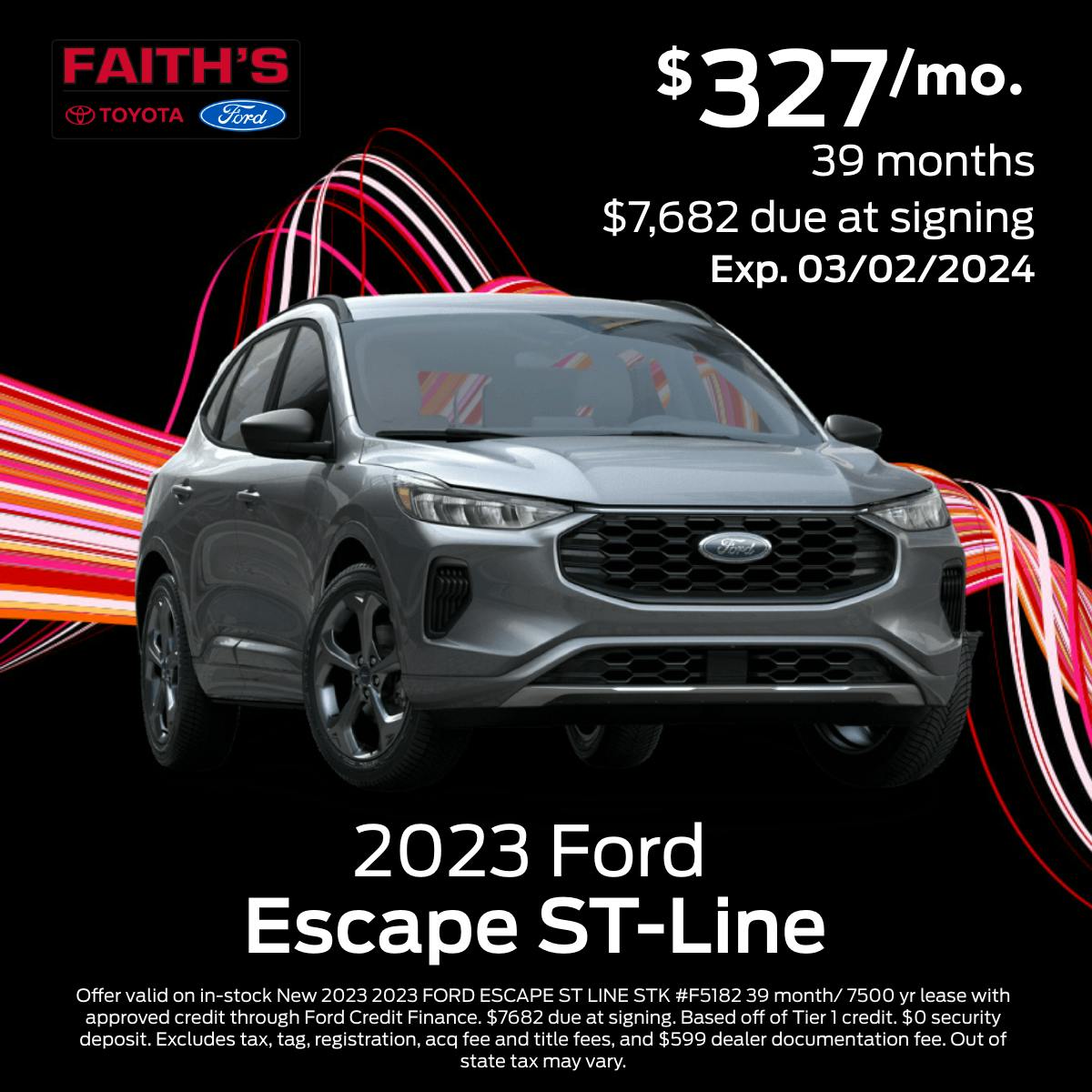 2023 Ford Escape ST-Line Lease Offer | Faiths Ford