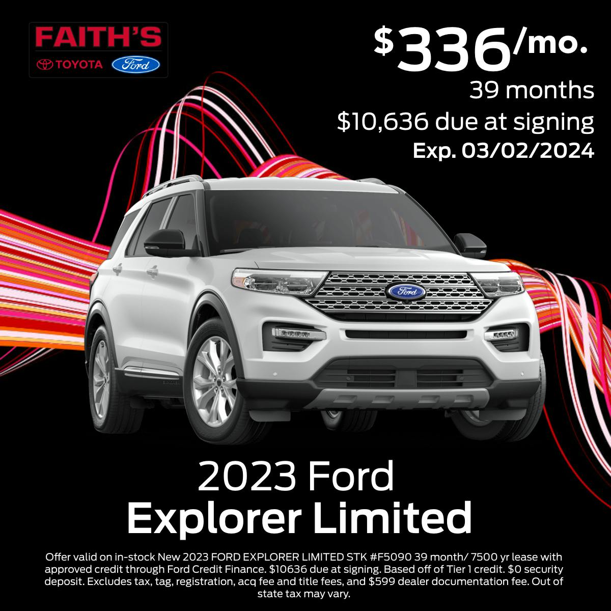 2023 Ford Explorer Limited Lease Offer | Faiths Ford