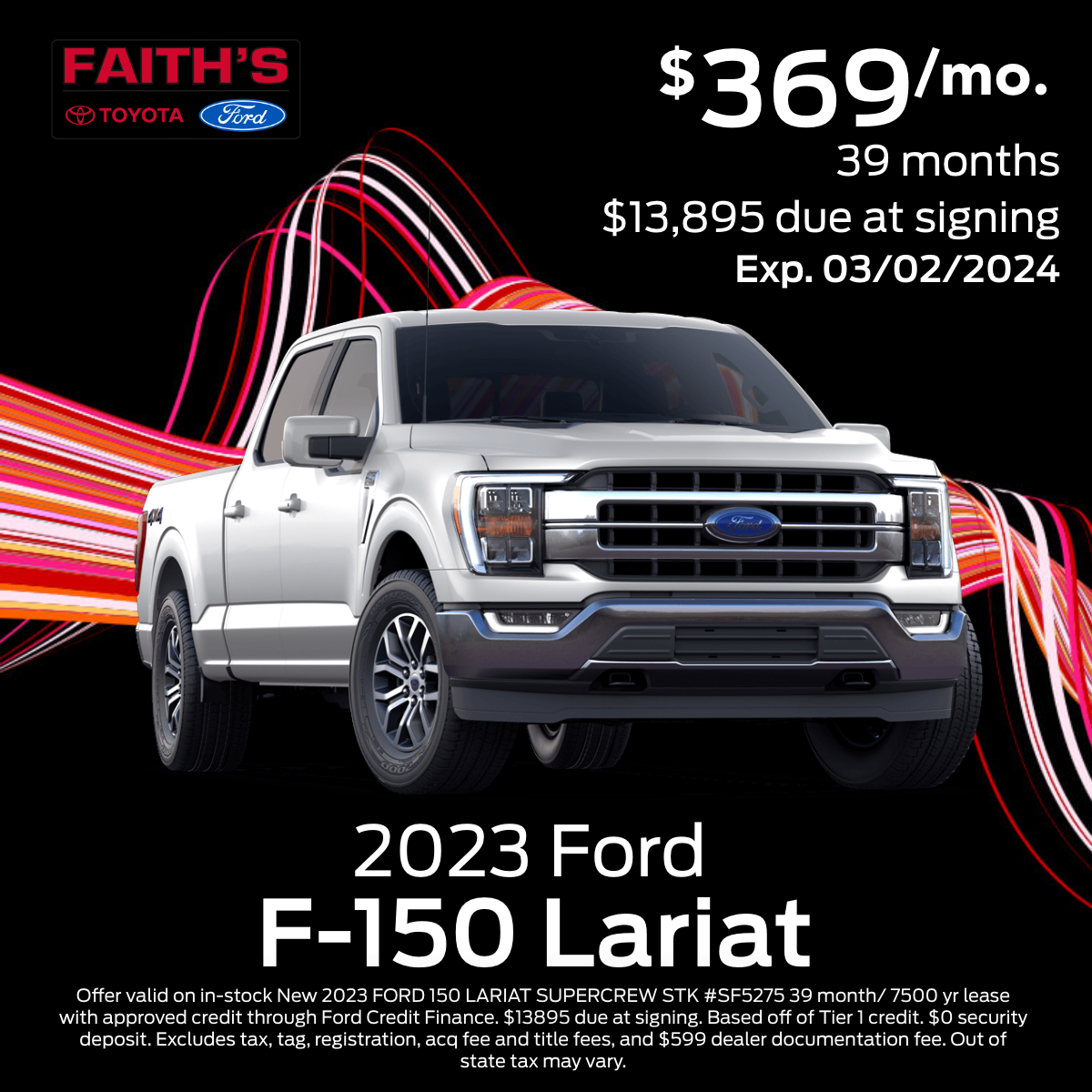 2023 Ford F-150 Lariat Lease Offer | Faiths Auto Group