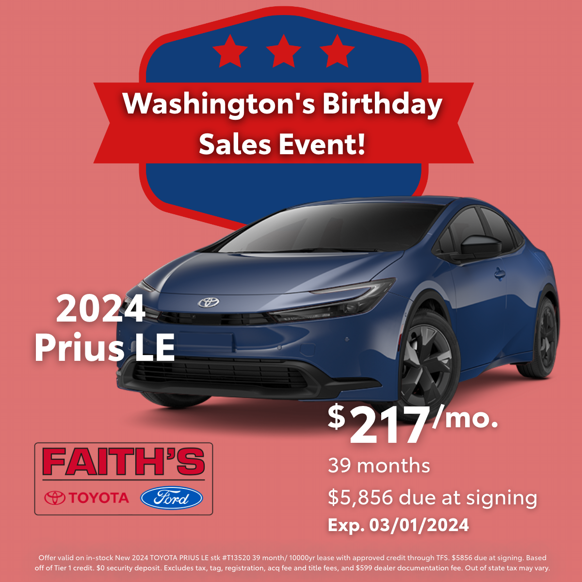 2024 Toyota Prius Lease Offer | Faiths Auto Group