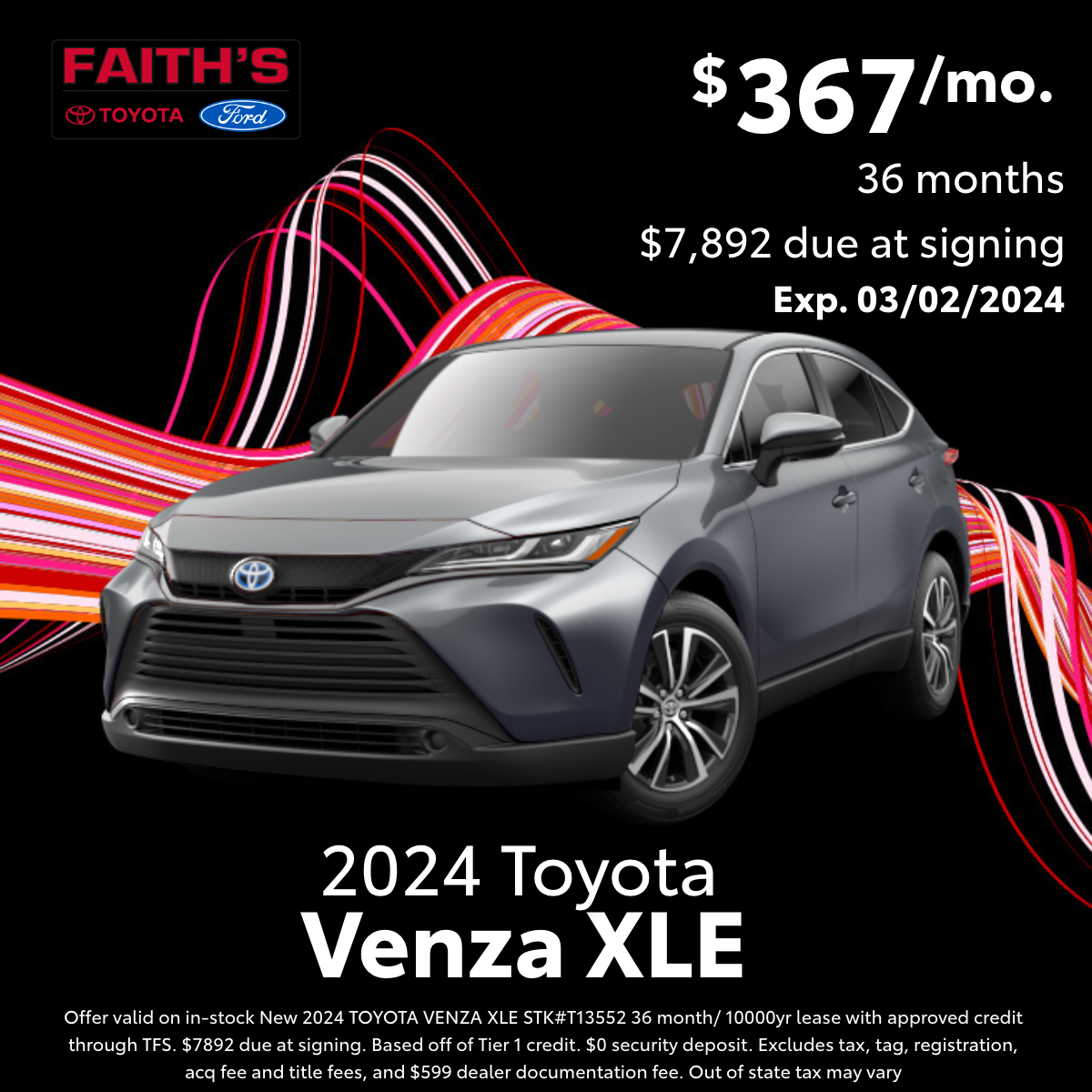 2024 Toyota Venza Lease Offer | Faiths Auto Group