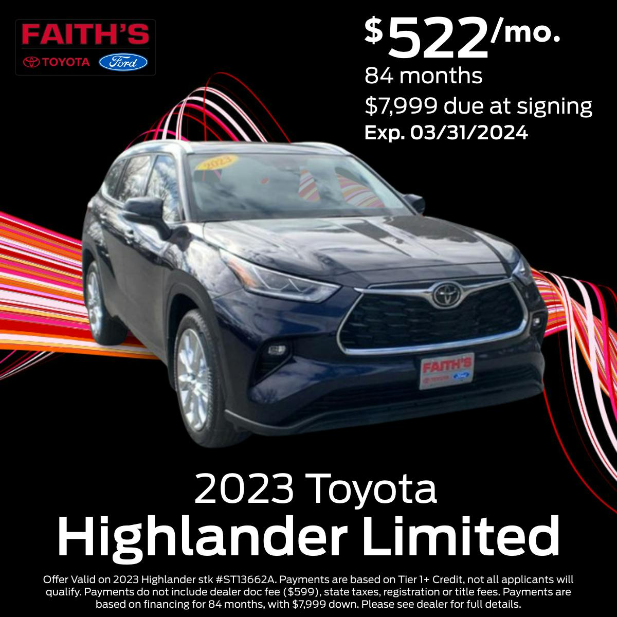 2023 Toyota Highlander Purchase Offer | Faiths Ford