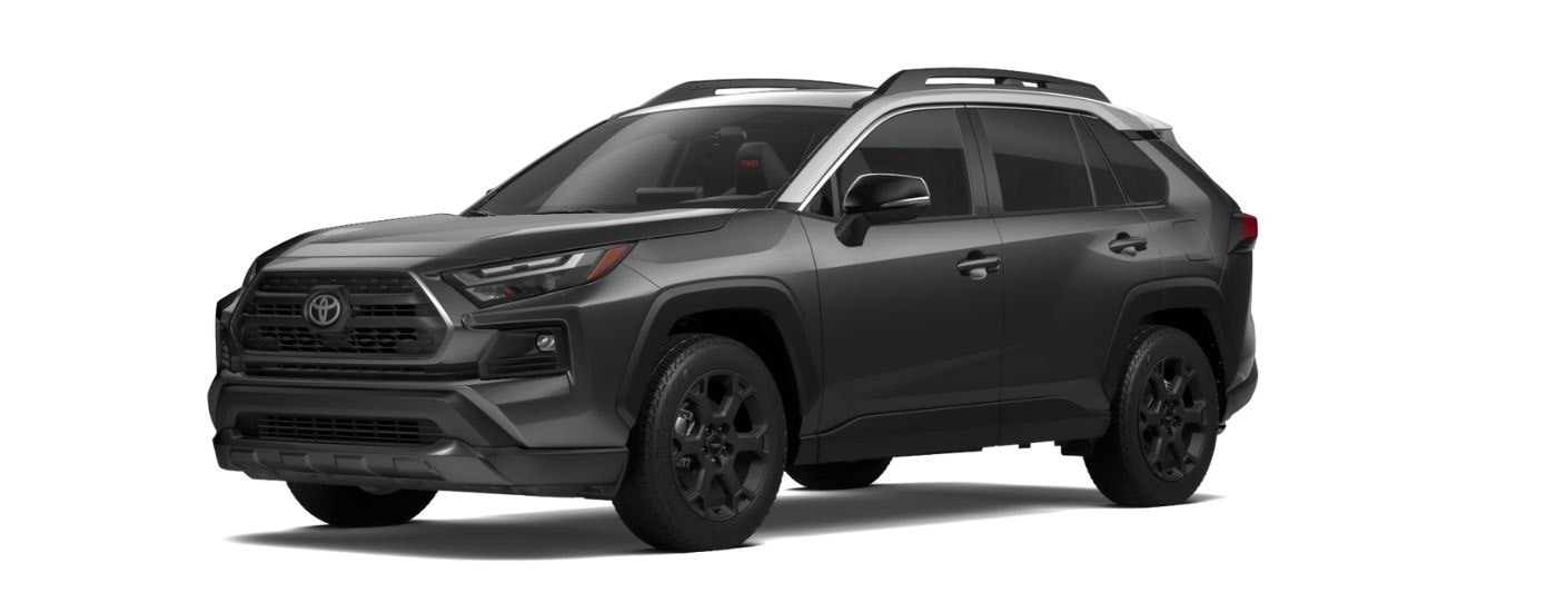 A grey 2024 Toyota RAV4 is shown angled left.