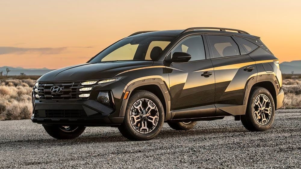 2025hyundaitucsonxrt6 2025 Hyundai Tucson parked on a gravel road in the desert