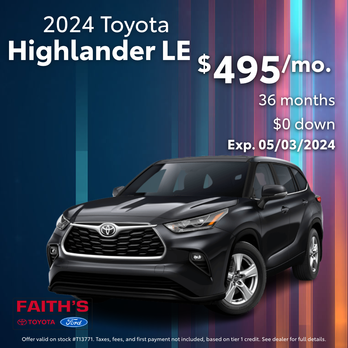 2024 Toyota Highlander Lease Offer | Faiths Toyota