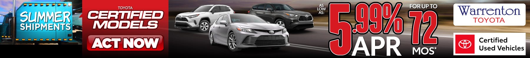 SAM JUNE – Toyota Certified Models | As low as 5.99 APR for up to 72 mos. | Warrenton Toyota